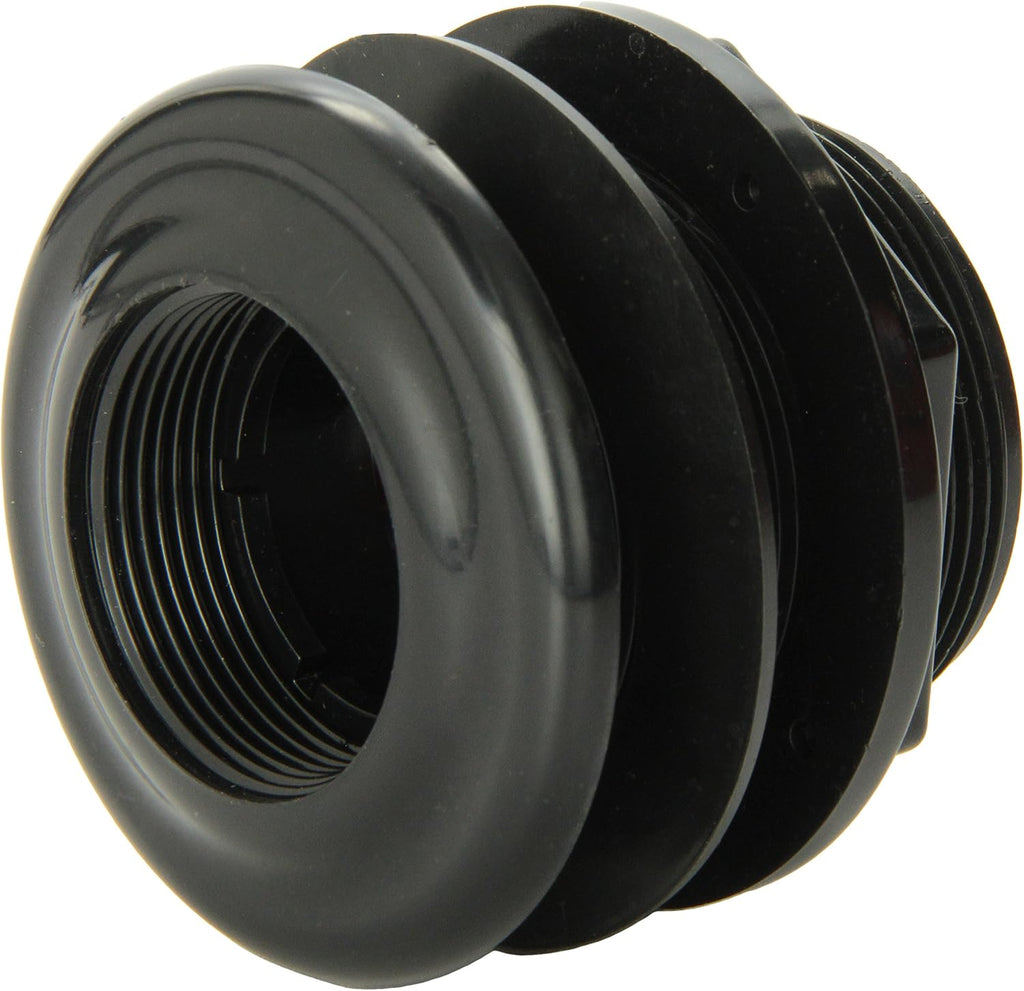 Lifegard Aquatics Standard Threaded Bulkhead Kit for Fish Aquariums – High-Impact Resistant PVC – Includes Bulkhead Fitting, Gasket, Lock Nut – Jet Black – 1-1/2 Inch