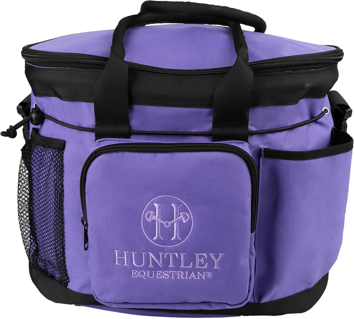 Huntley Equestrian Deluxe Grooming Bag Perfectly Designed Easy Access Multi Pocket Zipper Top Closure Double Handles Shoulder Strap Exterior Pockets - Purple