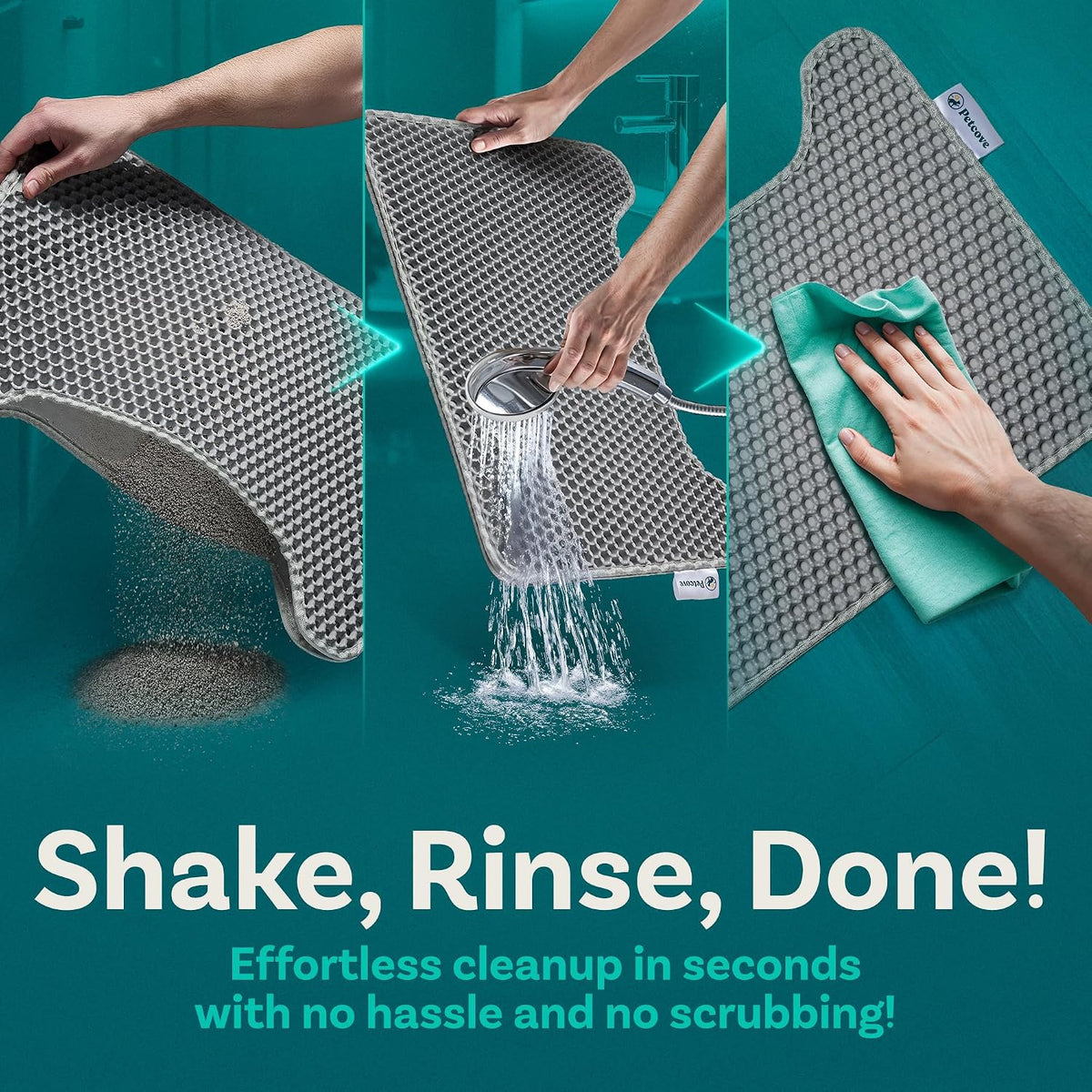 PetCove PurrTek Honeycomb Cat Litter Mat, Silicone Dual-Layer 19.7" x 15.8"