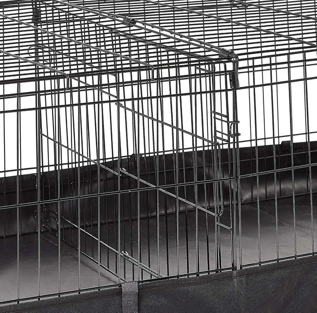 Amazon Basics Leakproof Canvas Bottom Guinea Pig Cage, Easy to Clean Small Animal Habitat with Divider Set, Indoor/Outdoor, Portable, No Tools Needed, 47.6"L x 24.2"W x 14"H, Black