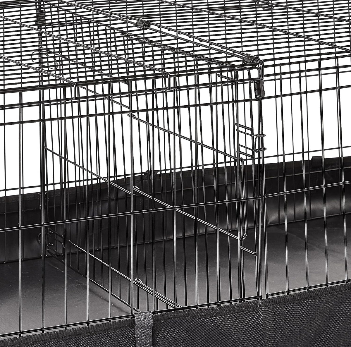 Amazon Basics Leakproof Canvas Bottom Guinea Pig Cage, Easy to Clean Small Animal Habitat with Divider Set, Indoor/Outdoor, Portable, No Tools Needed, 47.6"L x 24.2"W x 14"H, Black