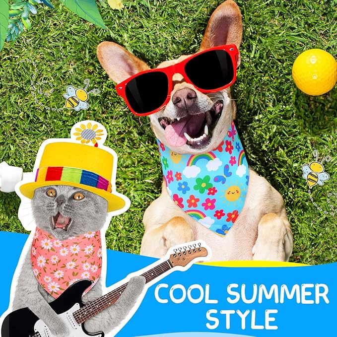 Eccliy 30 Pack Flower Dog Bandanas Bulk Summer Soft Triangle Dog Scarfs - Image 4