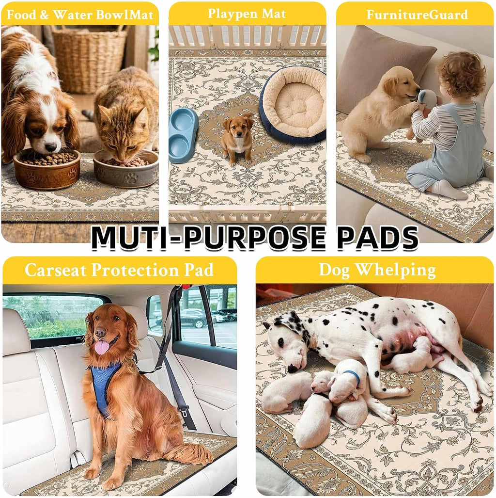 Boho Washable Pee Pads for Dogs & Cats - 2 Pack 24"x36" Ultra-Absorbent, Leak-Proof & Non-Slip Reusable Training Mats for Puppy, Senior Pets, Crate, Playpen, Whelping Box & Car Travel