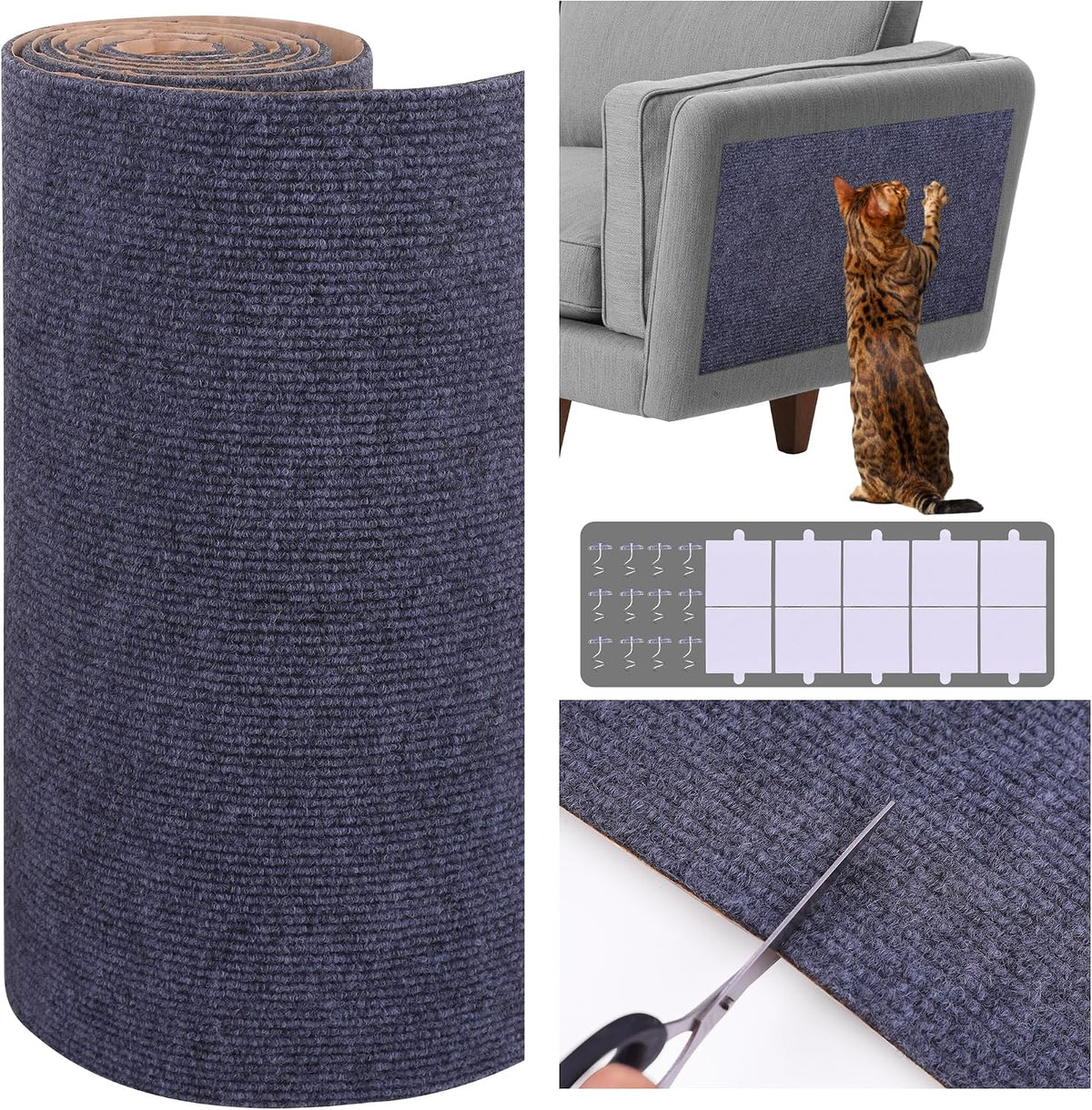 15.7'' x 39.3'' Cat Scratch Furniture Protector Adhesive Trimmable Cloth Couch Anti-Scratch Cover DIY Climb Couch Protector from Cat Claws, Covering Cat Tower, Replacement Pads，Brown