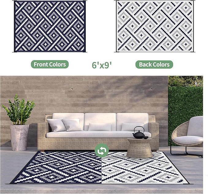 GENIMO Outdoor Rug for Patio Clearance, Reversible Plastic Straw Rugs for RV - Image 3