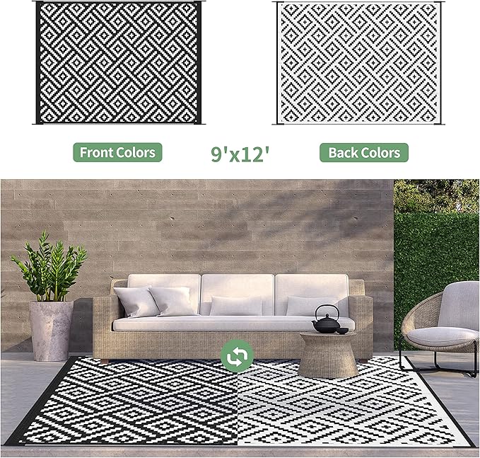 GENIMO Outdoor Rug for Patio Clearance, Reversible Plastic Camping Rugs - Image 4