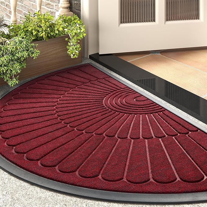 tchdio Door Mat Outdoor Indoor Entrance Doormat-Semicircular Durable Rubber Non by Tchdio