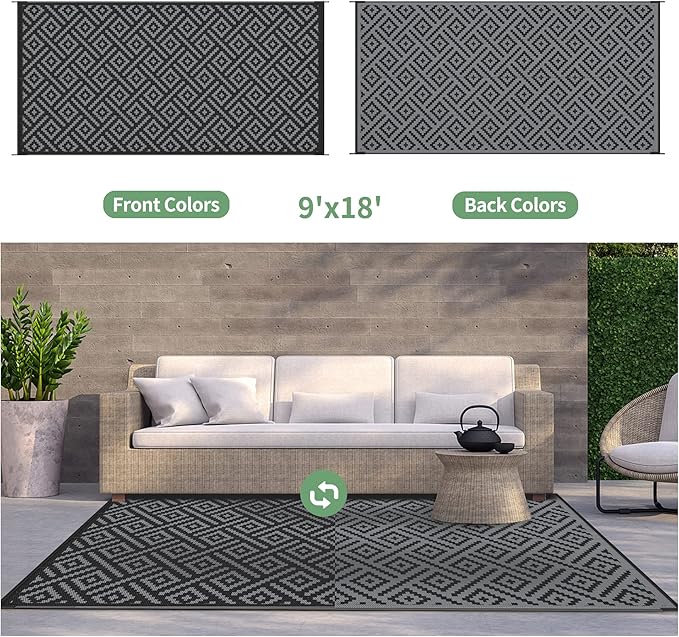GENIMO Outdoor Rug for Patio Clearance, Reversible Plastic Camping Rugs - Image 4