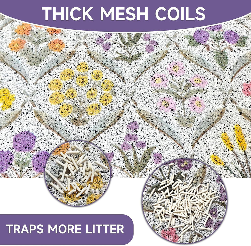 Cat Litter Mat, 24"x16" Cute Kitty Litter mat, Litter Catcher Mat