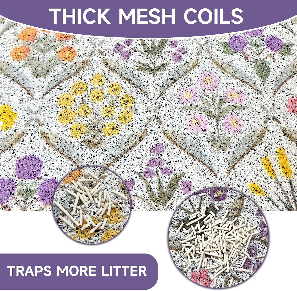 Cat Litter Mat, 24"x16" Cute Kitty Litter mat, Litter Catcher Mat