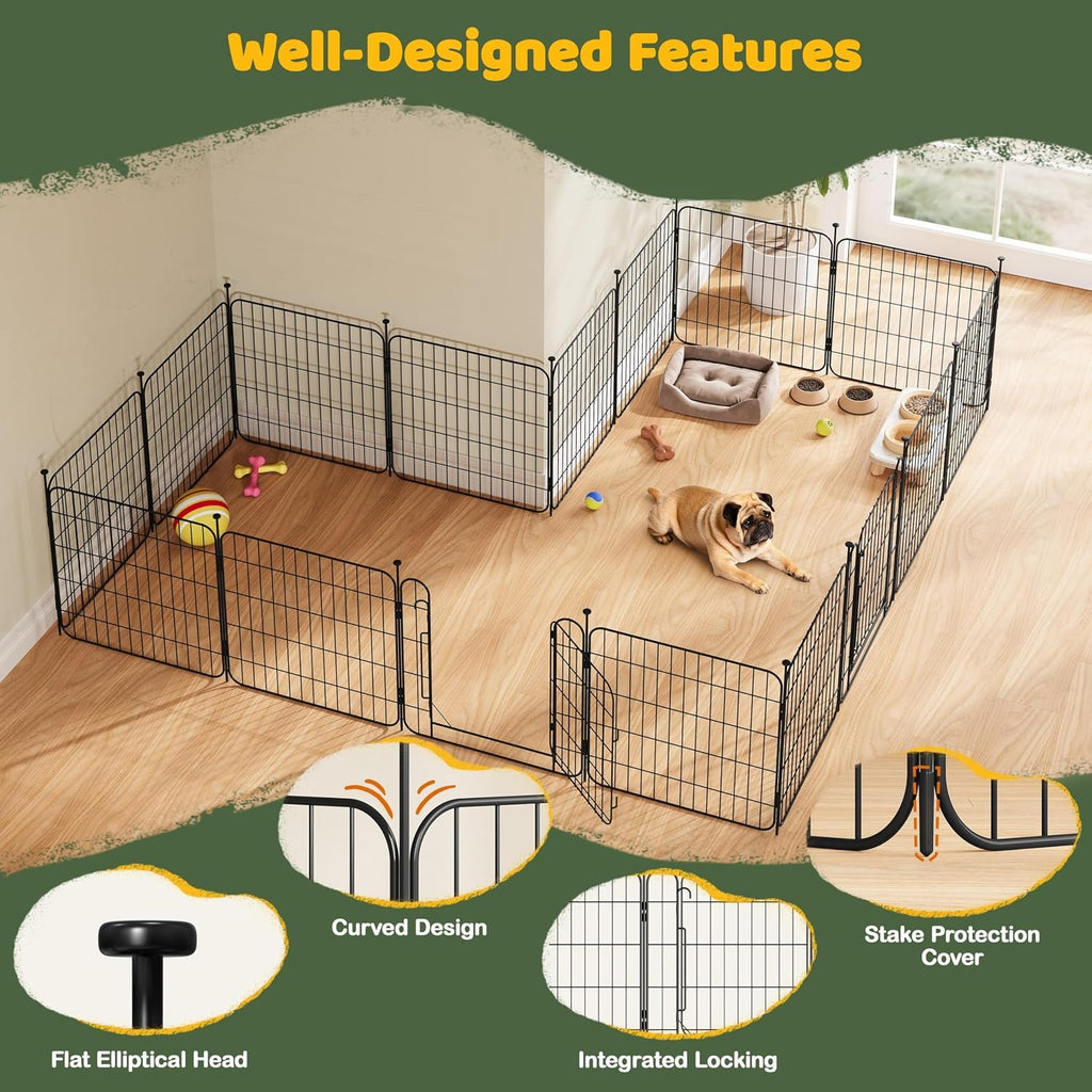 Yaheetech 24in 16-Panel Expandable Dog Playpen for Puppy/Small Animals
