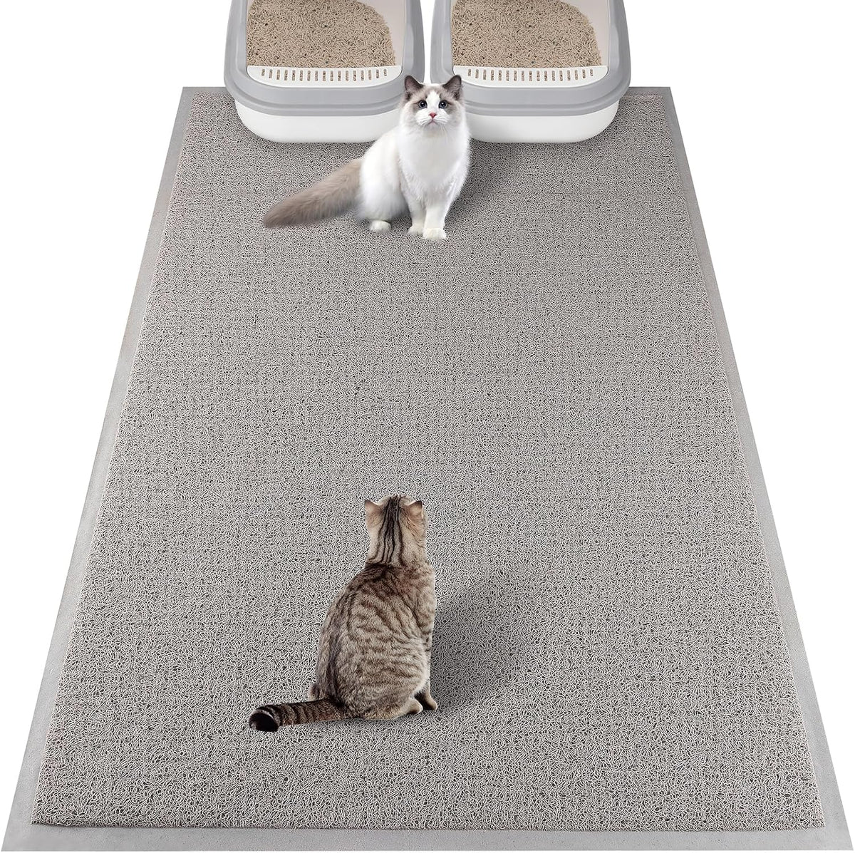 ondware Cat Litter Mat 47 x 31.5 in, Waterproof Non-Slip, Gray