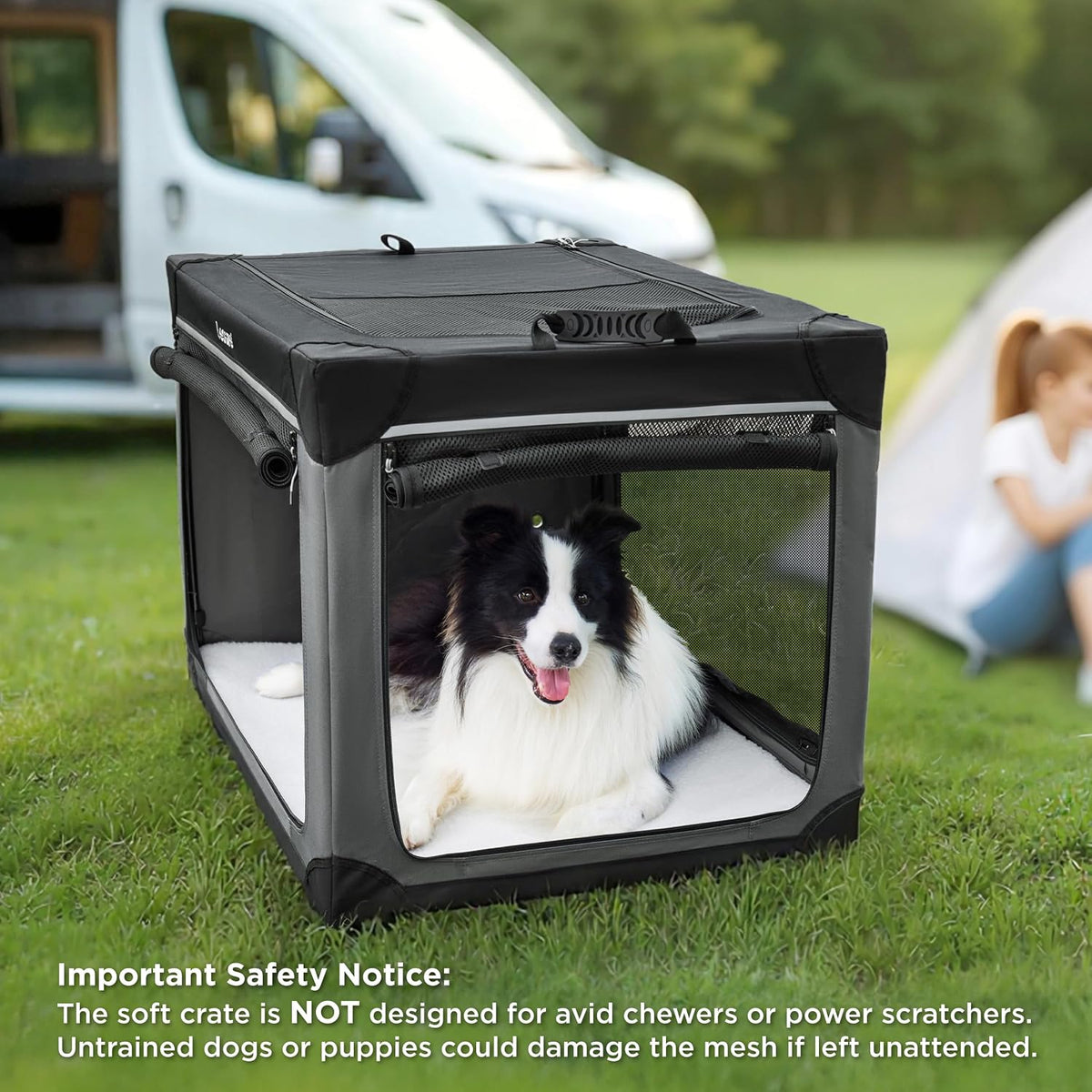 Lesure Today Show Soft Collapsible Dog Crates for Large Dogs, 36in Black