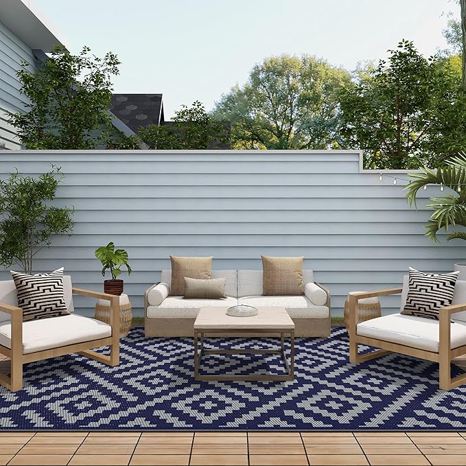 GENIMO Outdoor Rug for Patio Clearance, Reversible Plastic Straw Rugs for RV - Image 4