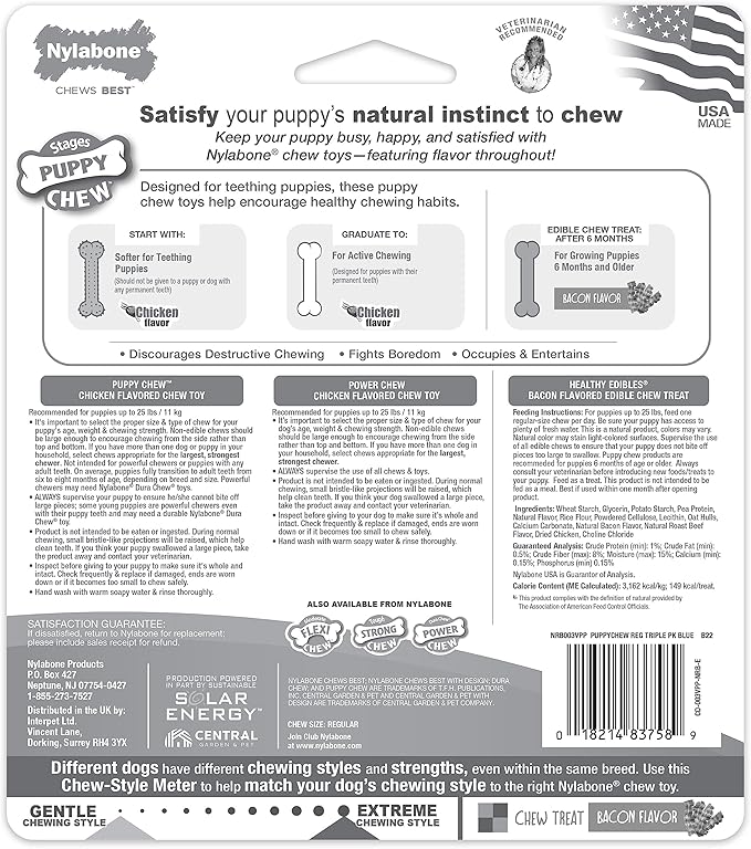 Nylabone New Puppy Starter Kit, Chew Toys & Natural Chew Treat - Image 11
