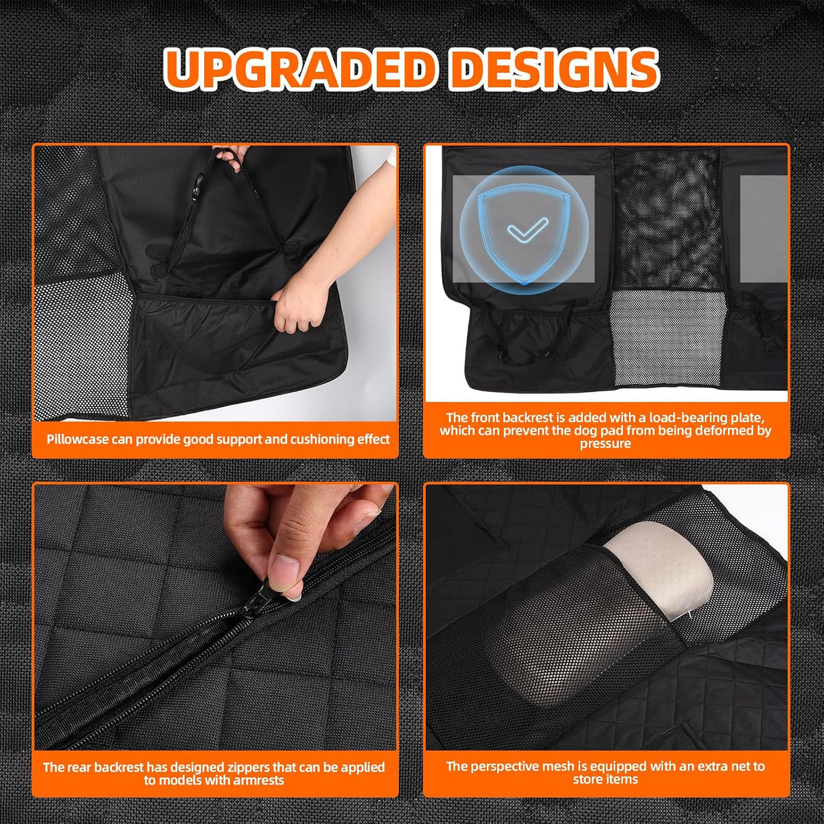 FAHKNS Upgraded Thickened Back Seat Extender for Dogs-Large Space,Waterproof Dog Car Seat Cover Holds 400lbs,Strong Durable, Universal Size Fits for Cars, Trucks & SUVs