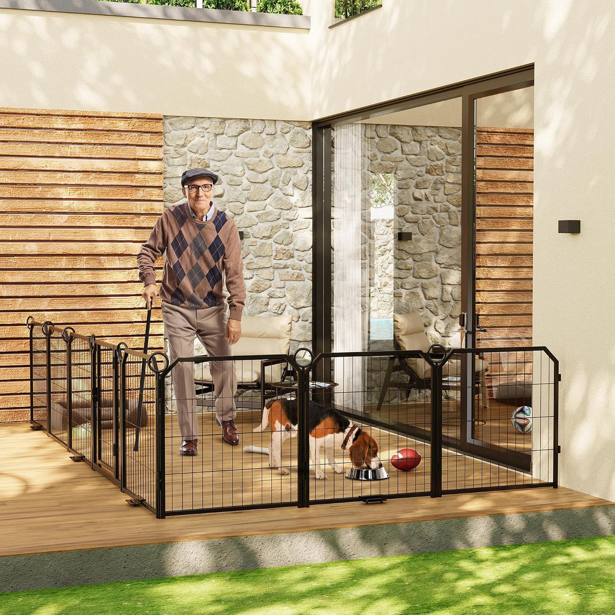 24 16PCS Pet Cage, 16-Panel Heavy-Duty Dog Playpen, Escape Proof Dog