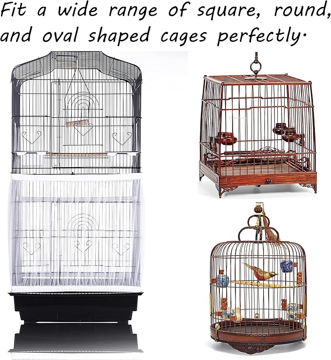 Tamu style Bird Cage Seed Catcher, Stretchy Form Fitting Mesh Skirt Cover - Image 5