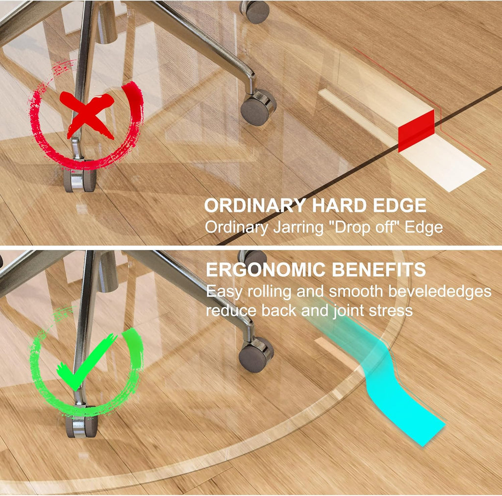 MESAILUP Beveled Edge Office Chair Mat for Carpet or Hardwood Floor，Clear，Round, 40"