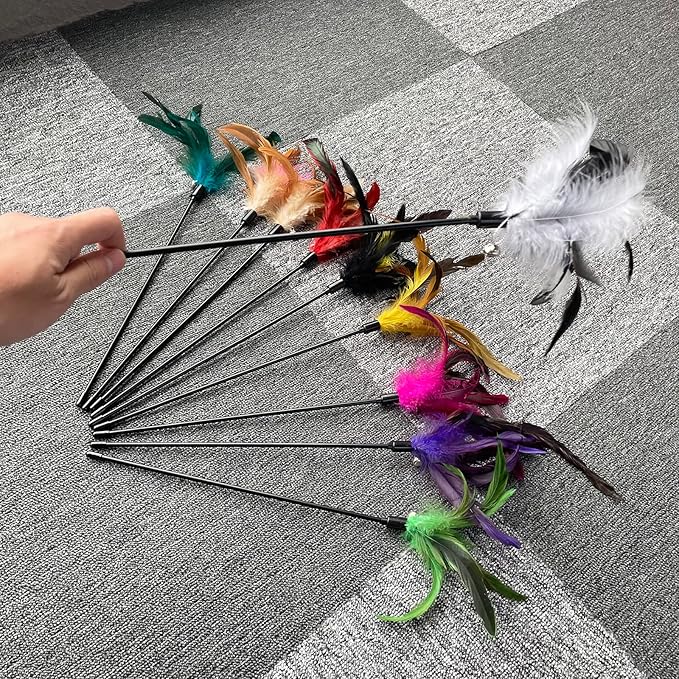 10-Pack Cat Feather Wand Toys - Image 4