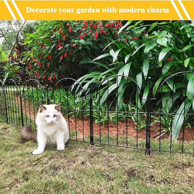 Garden Fence, 22 in x 10.83 ft Arched Rustproof Metal No Dig Fence Garden Fence - Image 9