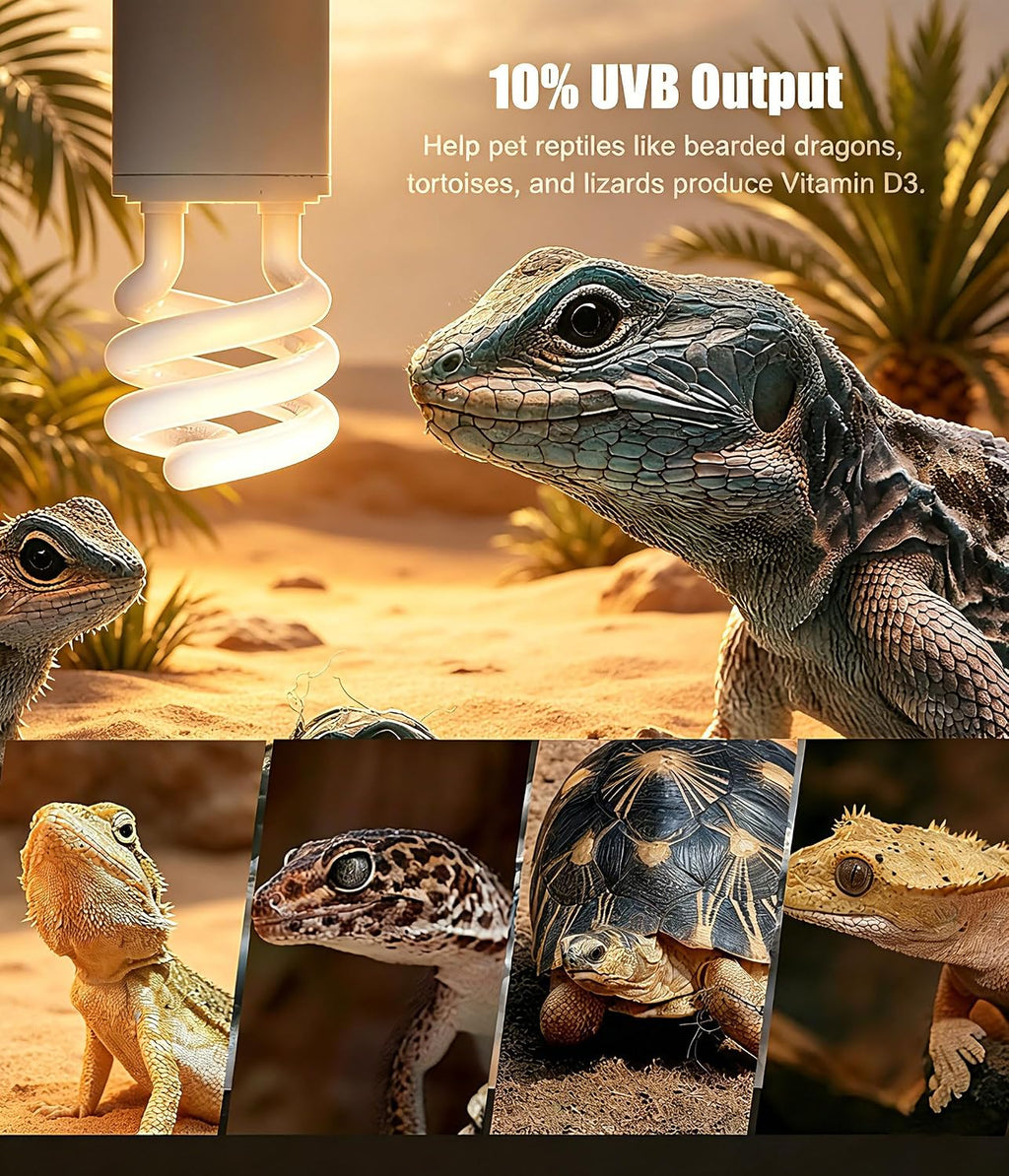 2-Pack E26 Reptile UVB Light Bulb 13W UVA UVB 10.0