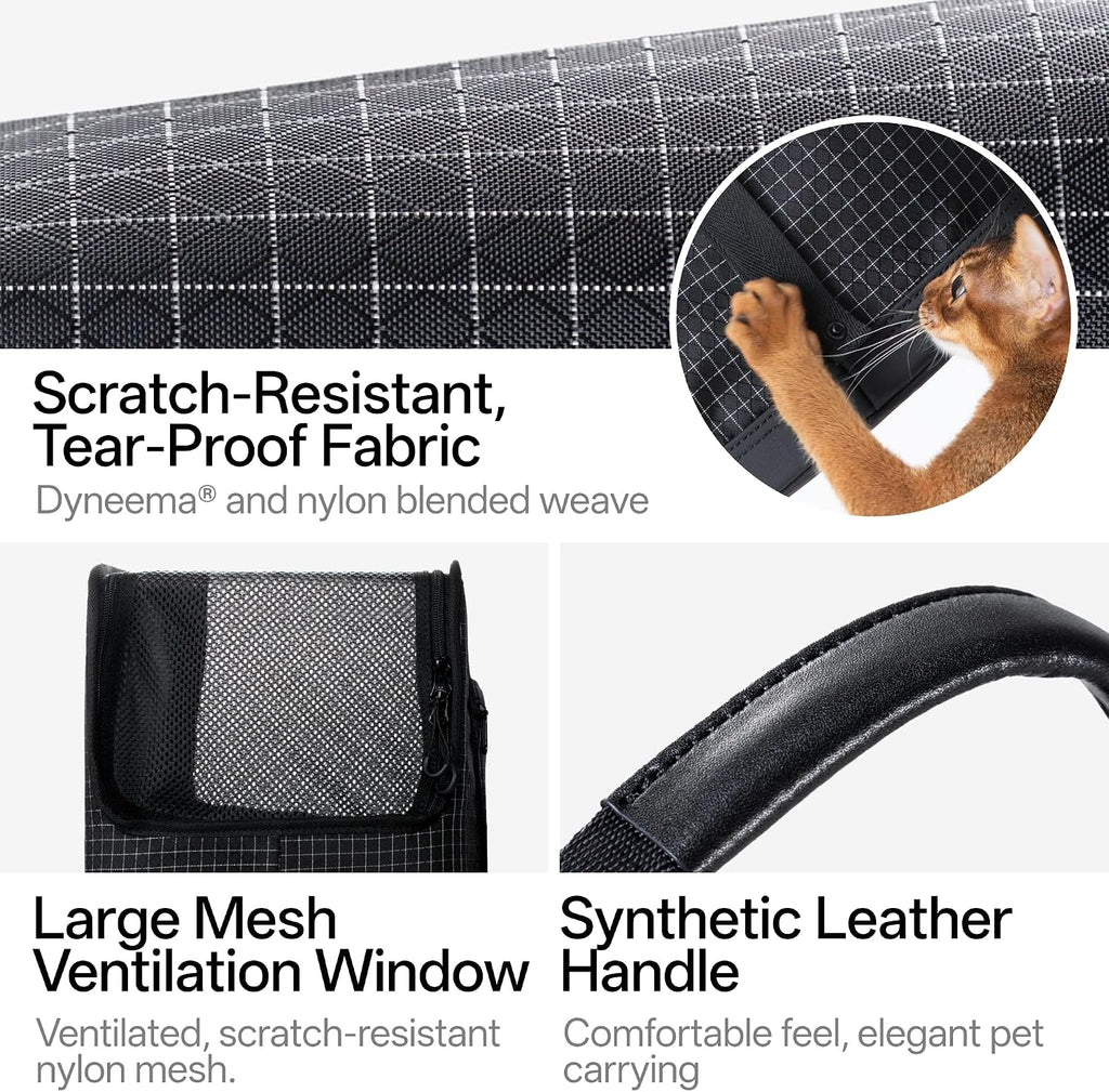 Secure Cat Bag Carrier Soft-Sided Nylon Breathable Mesh, Brown