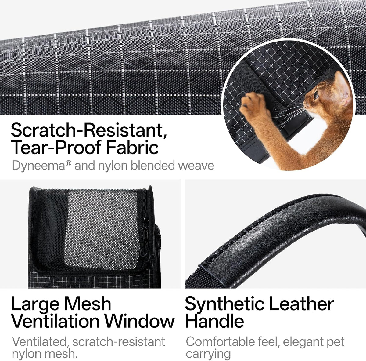 Secure Cat Bag Carrier Soft-Sided Nylon Breathable Mesh, Brown