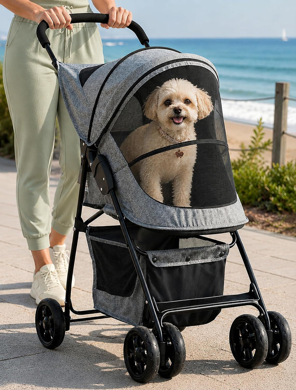 Pet Gear No-Zip Happy Trails Lite Pet Stroller, Jungle Print