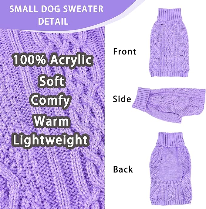 Dog Sweaters for Small Dogs Fall Winter Puppy Sweater Warm Dog Clothes for - Image 4