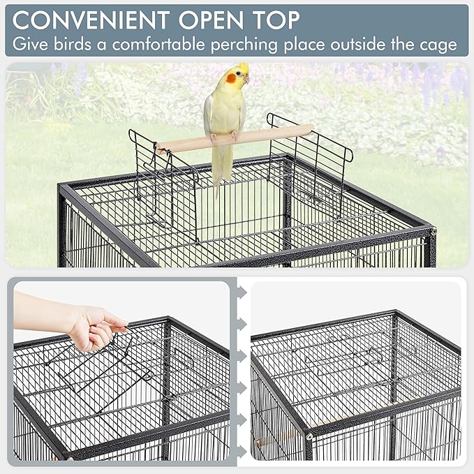 Yaheetech 40 Inch Wrought Iron Bird Cage Open-Top Parrot Cage - Image 5