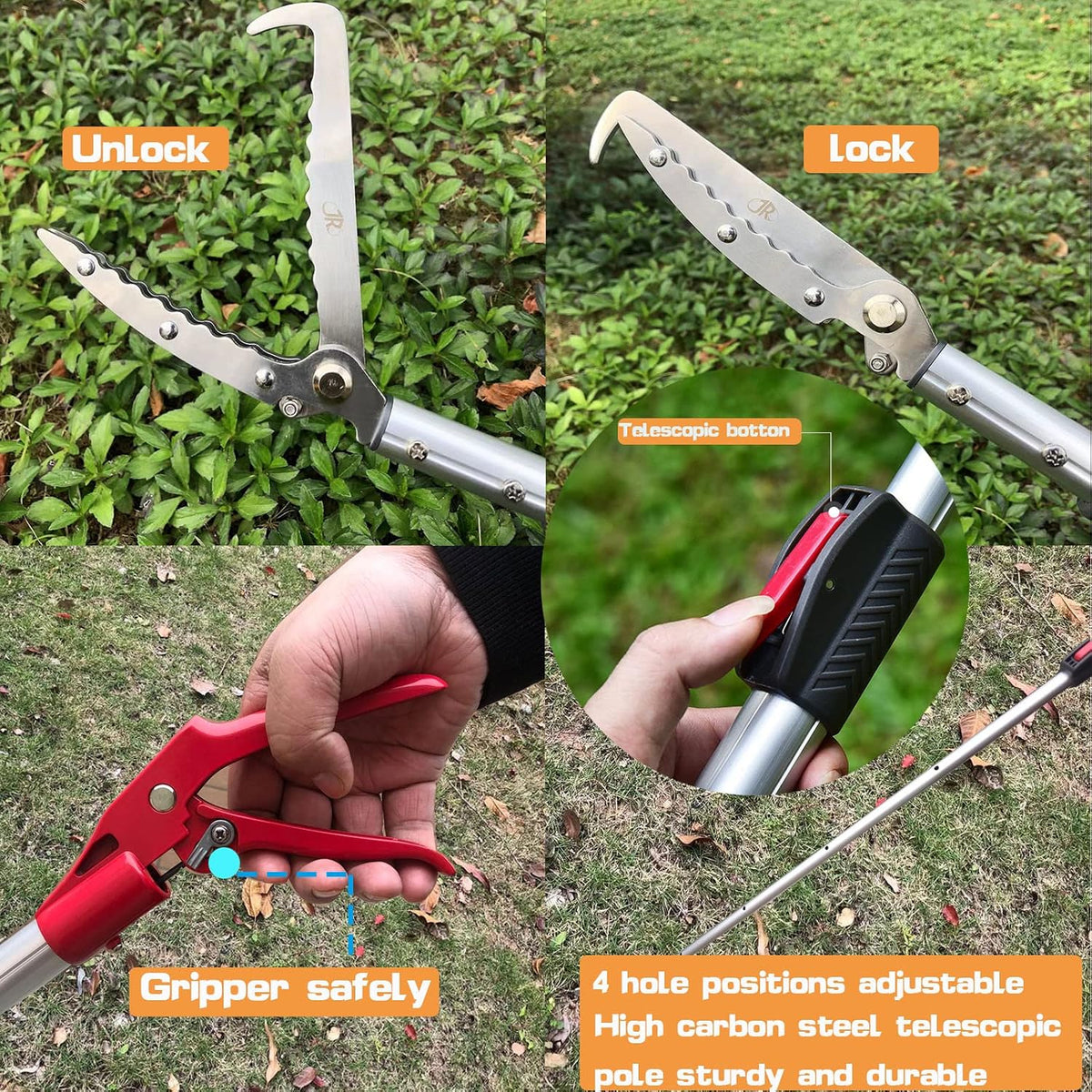 7.3ft Snake Catcher Tongs Grabber Professional Traps Stick Heavy Duty Auminum Alloy Pick-up Handing Tools
