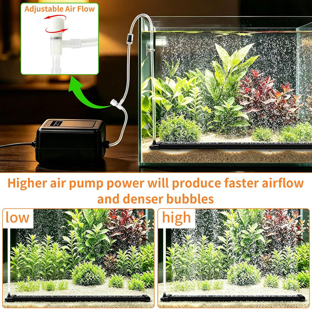 14.17" Black Bubble Bar Kit with Aquarium Air Pump