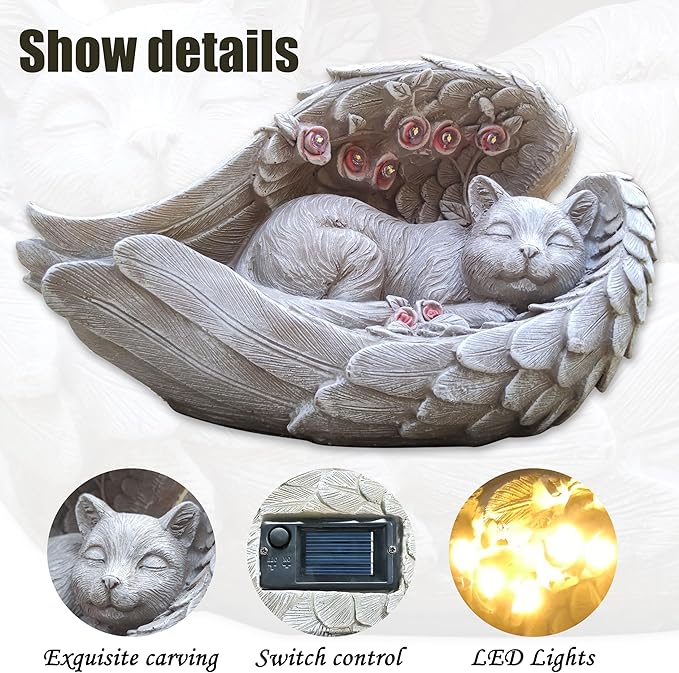 Solar Cat Garden Statues Outdoor Décor-Cat Figurines Solar LED Light Lawn - Image 4