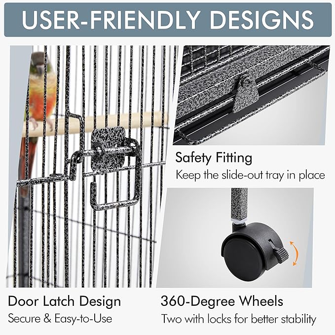 Yaheetech 40 Inch Wrought Iron Bird Cage Open-Top Parrot Cage - Image 9