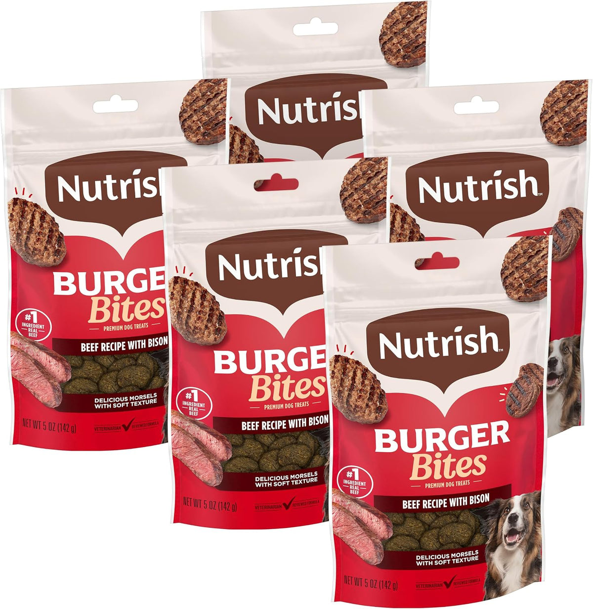 Nutrish Burger Bites Dog Treats, Beef Recipe, 5 oz. Pouch (Rachael Ray)