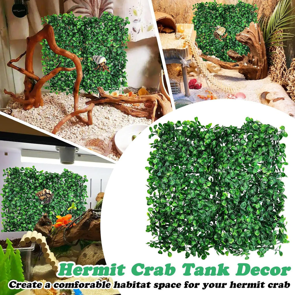 PINVNBY 2 PCS Hermit Crab Climbing Toys Hermit Crab Climbing Wall with Suction Cups Plastic Faux Grass Mat Hermit Crab Accessories for Hermit Crab Tank Decor (10 x 10 Inch)