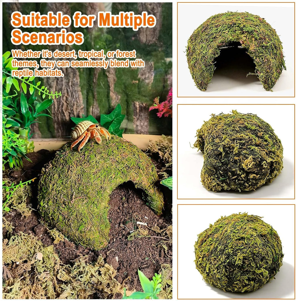 Natural Moss Reptile Hideout Cave,Leopard Gecko Humid Climbing Hide,Yellow