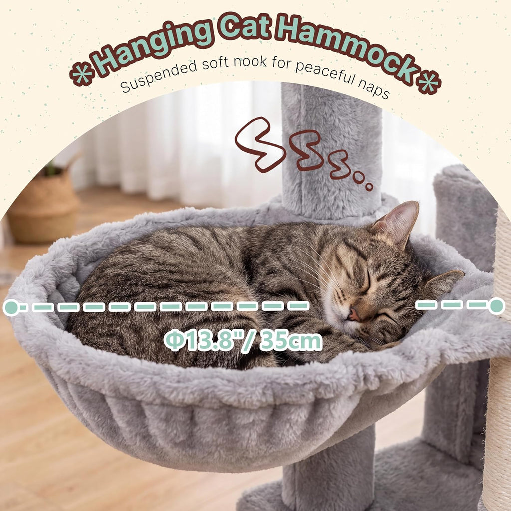 Heybly 55.7" Cat Tree with Stable Dual Cat Condos & Large Perch HCT052W