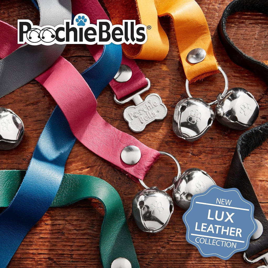 Dog Door Bell for Potty Training – The Original Potty Training Bells for Dogs, USA-Made Doggie Potty Bells, Easy Puppy Training, Loud & Durable Hanging Bells for Door, Leather Gray
