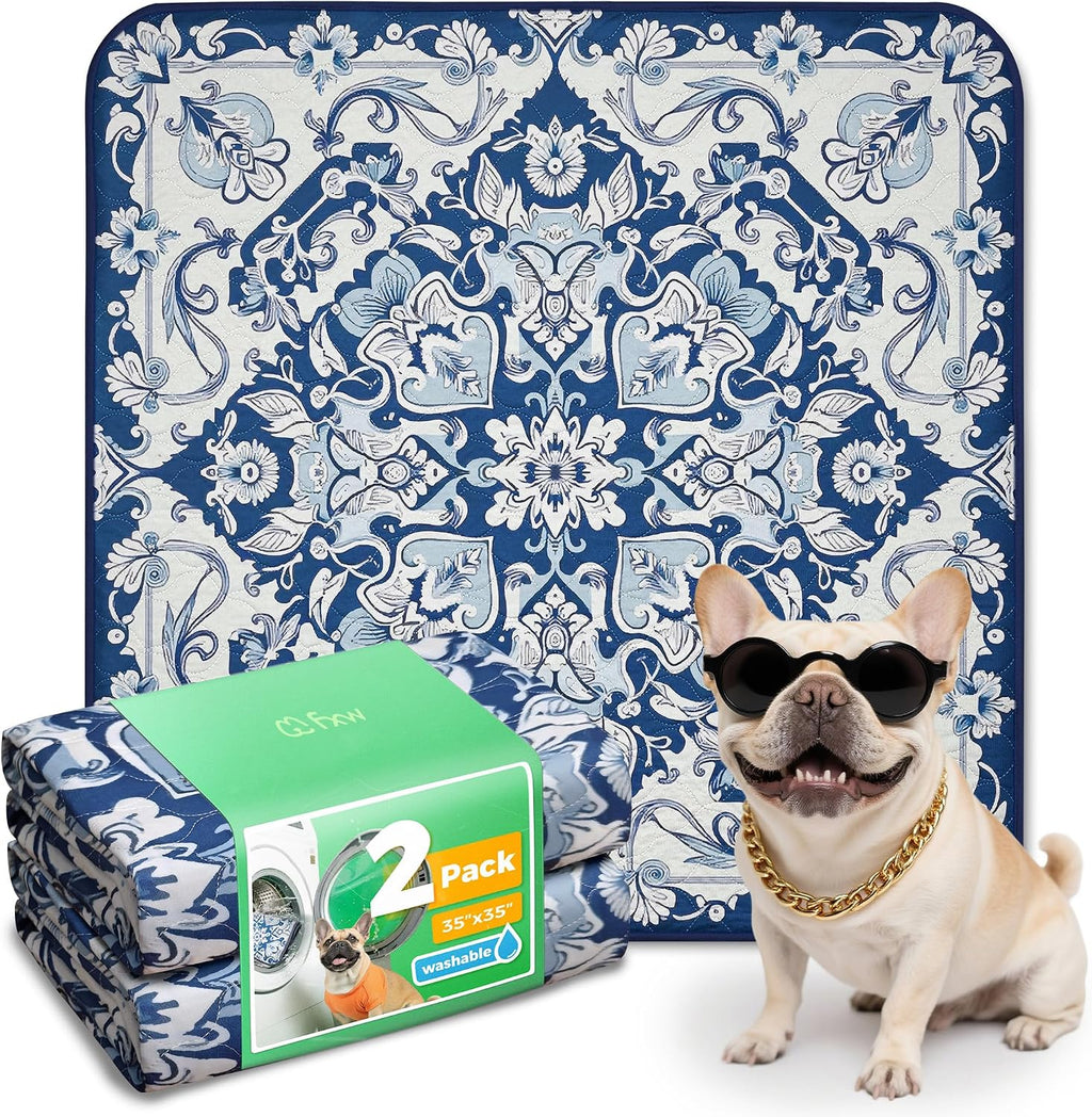FXW Washable Pee Pads for Dogs, Super Absorbent, 35" Square, 2 Packs