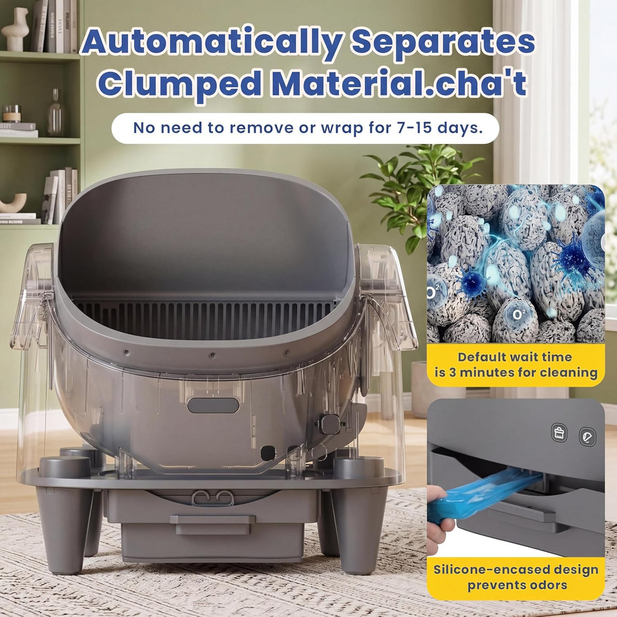 Automatic Cat Litter Box, Self-Cleaning Cat Litter Box with Open-Top Design, 15-Layer Safety Protection & Smart App Control, Adjustable Entry Height, Large Capacity Sealed Waste Bin for Multi-Cats