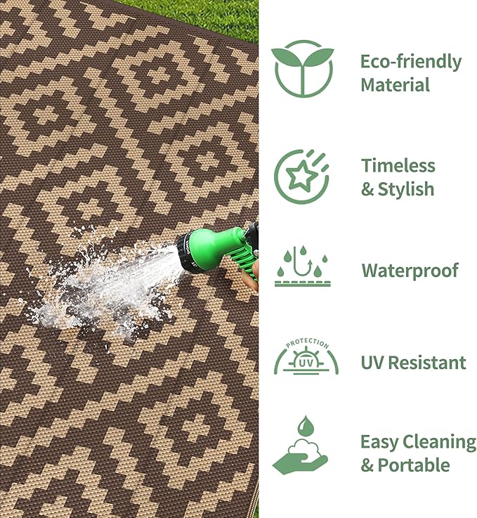 GENIMO Outdoor Rug for Patio Clearance, Lightweight Waterproof RV Camping Mat - Image 5