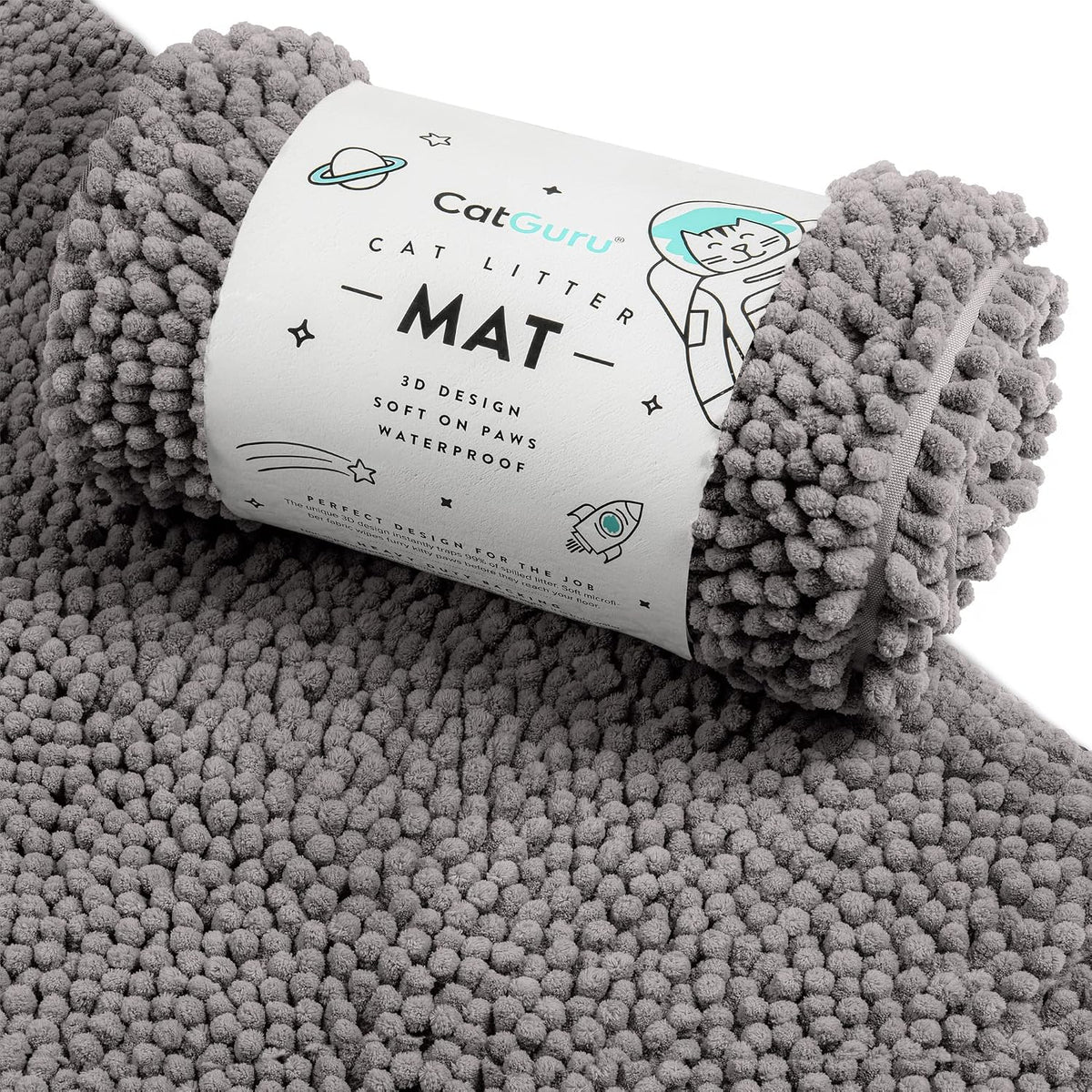 CatGuru Cat Litter Mat, Medium, Extra Large, XXL, Waterproof Litter Box Mat, Non Slip Kitty Litter Mat, Machine Washable Litter Trapping Mat, Soft Litter Tray, Cat Stuff (Medium, Gray/Heavy-Duty)