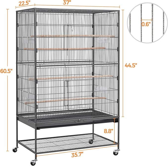 Yaheetech 60.5inch Extra Large Bird Cage Metal Parrot Cage Flight Cage - Image 5