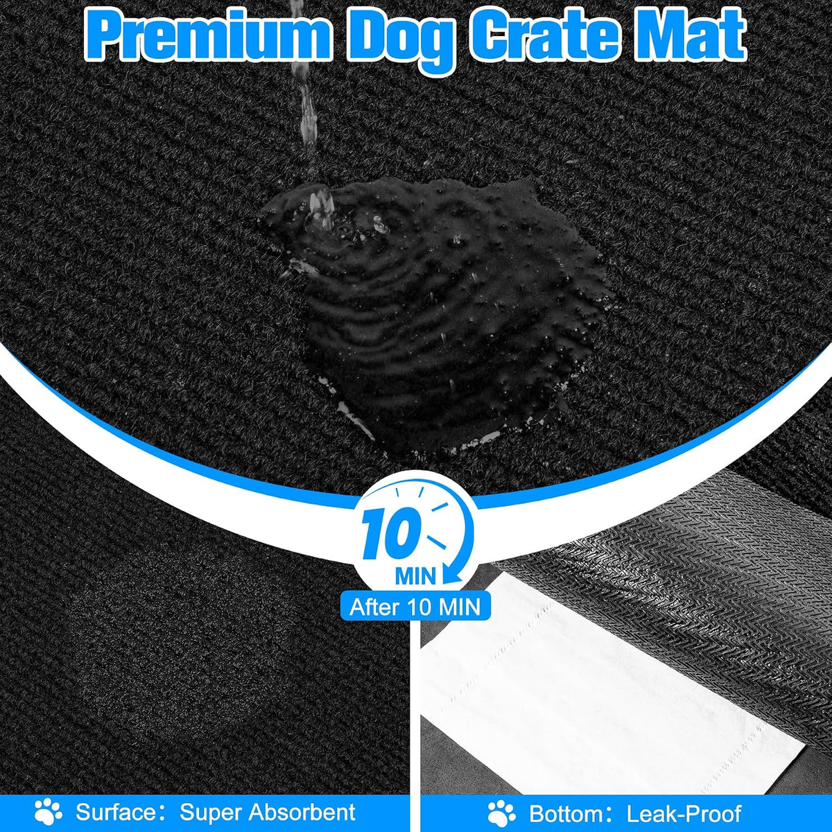 Dog Crate Mat, 60" x 46" Extra Large Dog Playpen Mat, Non-Slip Kennel Mat