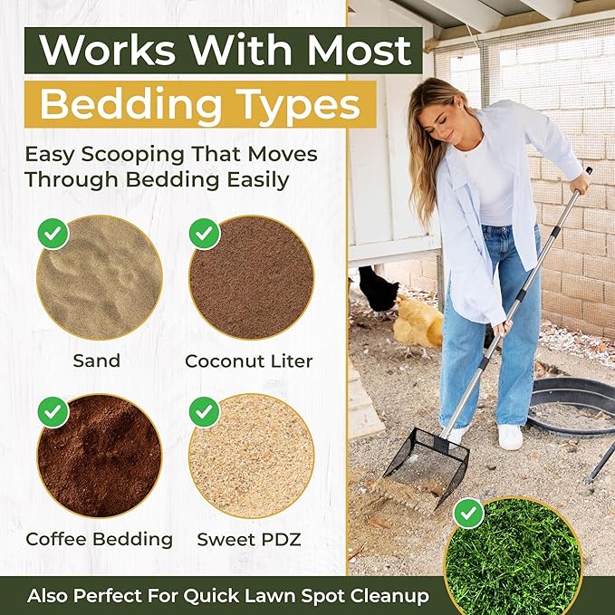 2-in-1 Chicken Coop Poop Scooper and Rake - Image 5