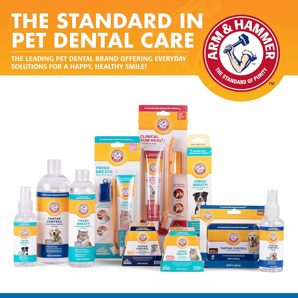 Combo Pack: Arm & Hammer Dog Dental Tartar Control Water Additive and Fresh Breath Vanilla Ginger Enzymatic Toothpaste