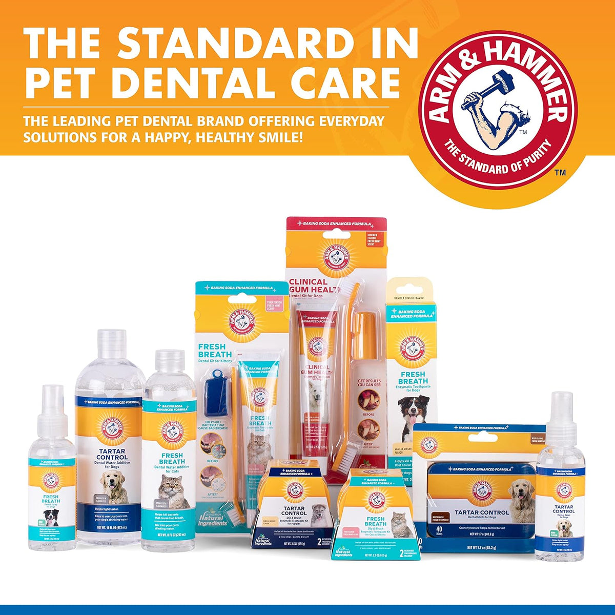 Combo Pack: Arm & Hammer Dog Dental Tartar Control Water Additive and Fresh Breath Vanilla Ginger Enzymatic Toothpaste
