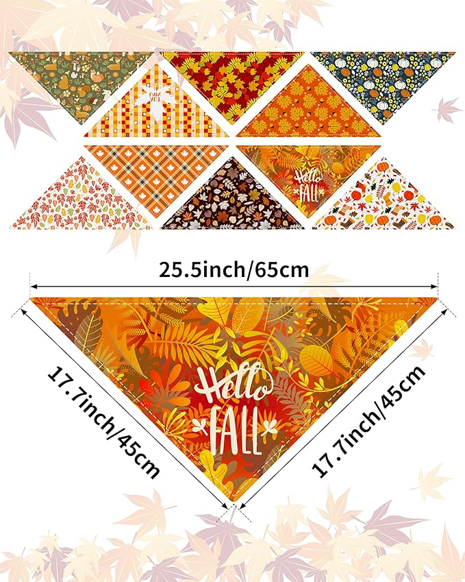 PET SHOW 50 Pack Fall Dog Bandanas Bulk Washable Thanksgiving Autumn Maple - Image 2